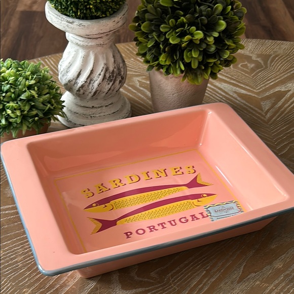 Other - NEW! Vintage Inspired Mediterranean Sardines Portugal Pink Ceramic Baking Dish